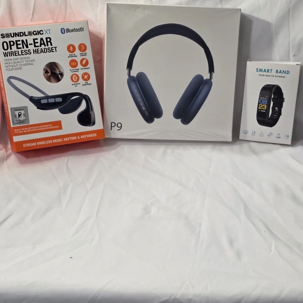 BUNDLE (Blue P9 Pro Wireless Headphones+SoundLogic Headset+Blue Smart Band